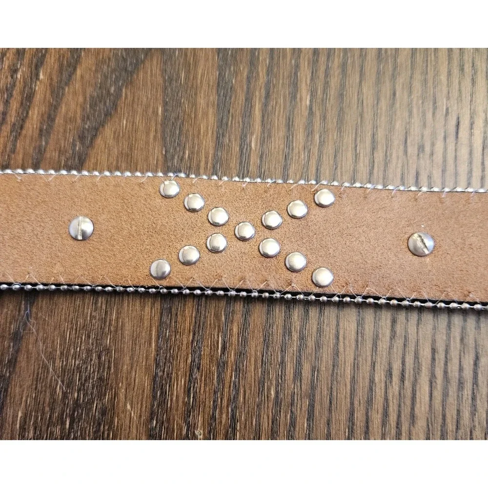 Vintage Nocona Pink Camo Rhinestone Western Leather Belt Womens L 38